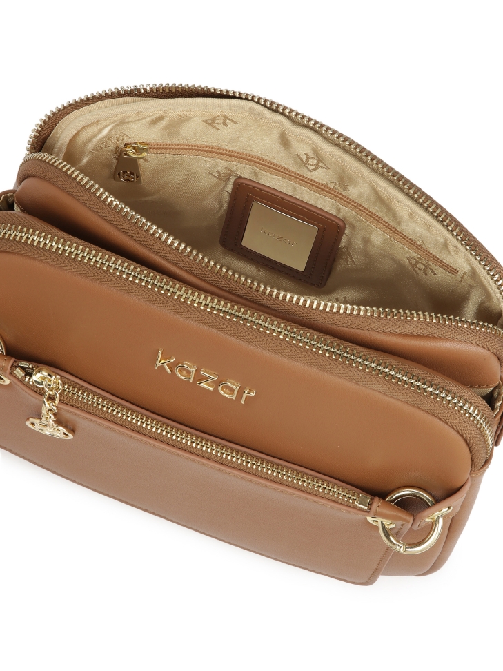 Sac à main en cuir marron clair avec lanière RITA