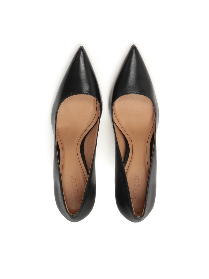 Talons aiguilles classiques en cuir grainé noir NEW LUCIANA