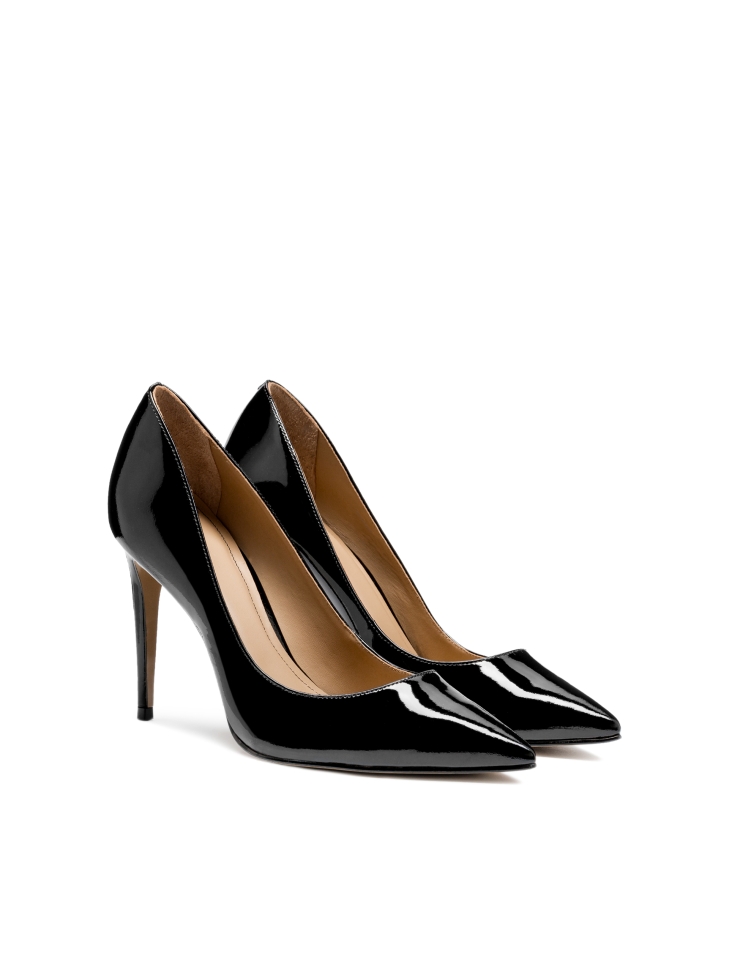 Escarpins en cuir verni noir brillant NEW LUCIANA