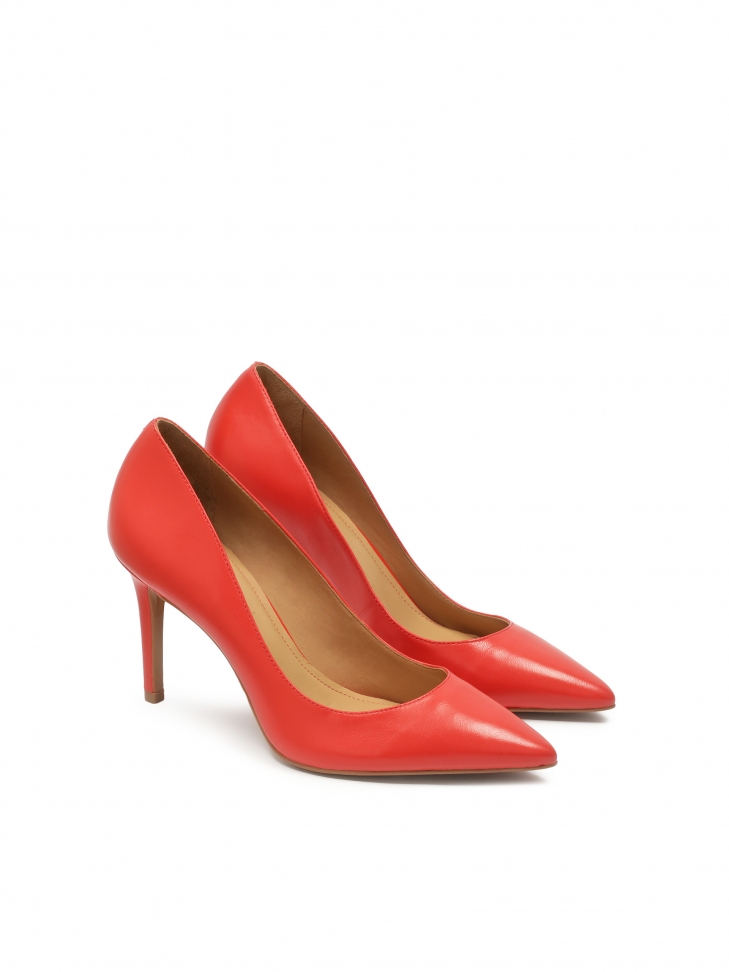 Talons aiguilles en cuir fleuri rouge NEW PARIS