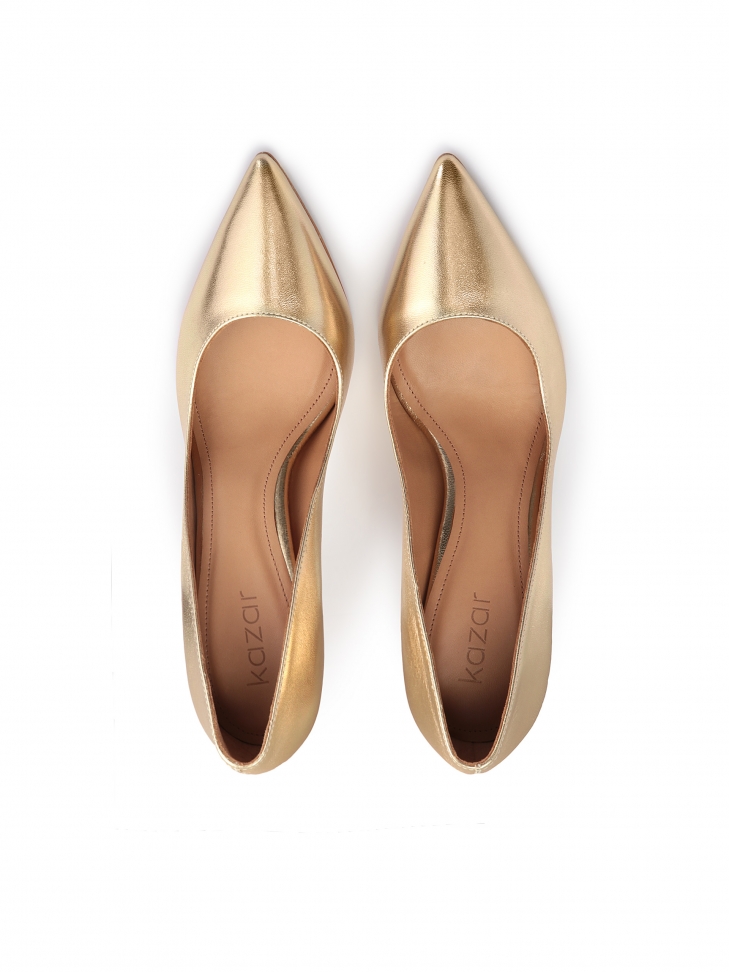 Escarpins luxueux en cuir doré pour dames NEW PARIS