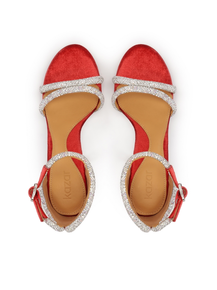Sandales rouges à lanières brillantes KLARISSA