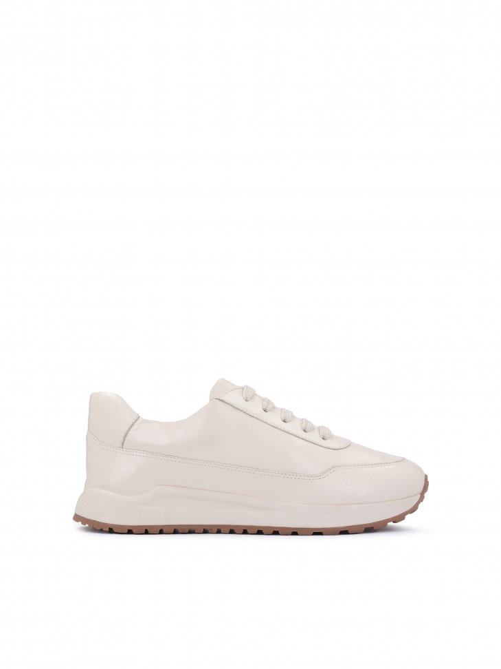Baskets en cuir blanc cassé pour dames, de construction confortable ZINNA