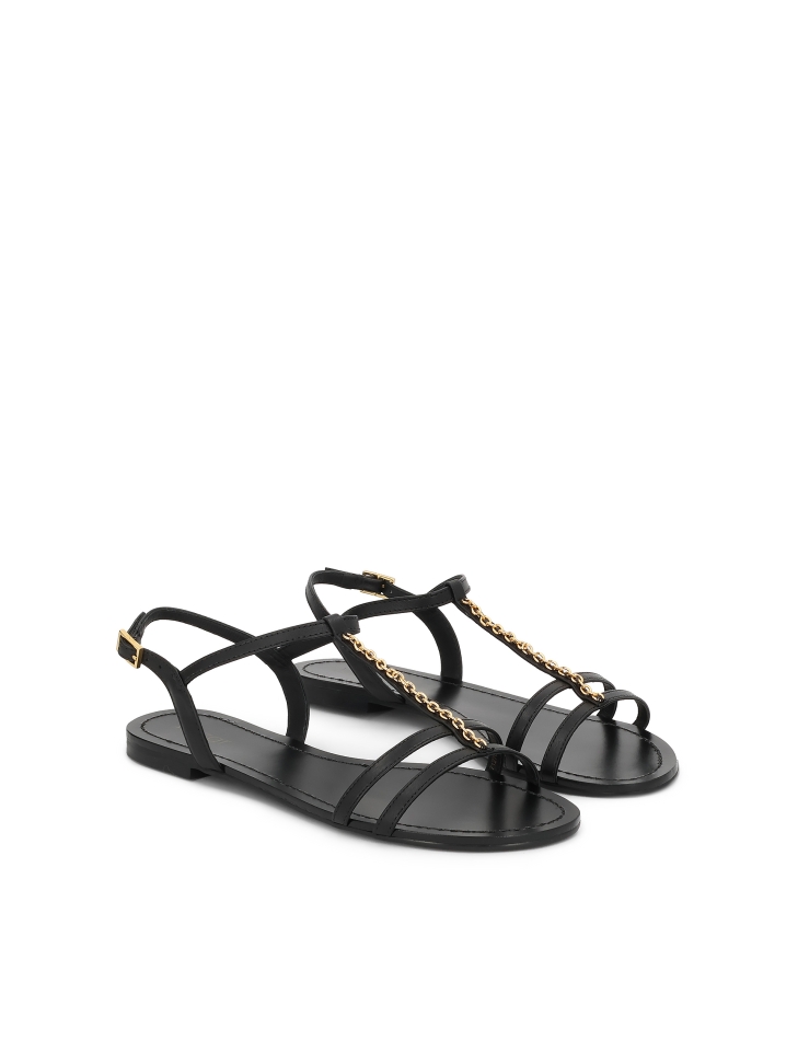 Sandales noires à semelle plate pour dames  CITRINE