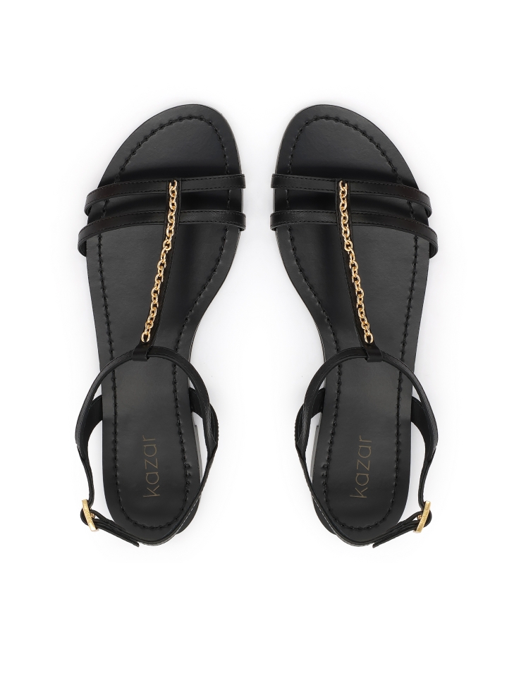 Sandales noires à semelle plate pour dames  CITRINE