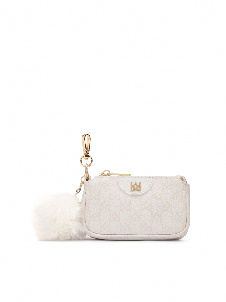 Porte-clés sac à main en cuir avec pompon ELLENTON