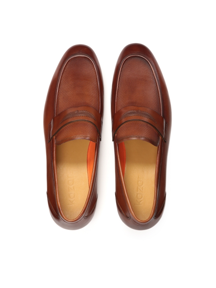 Mocassins bruns décorés d'un gaufrage en cuir KUNAR