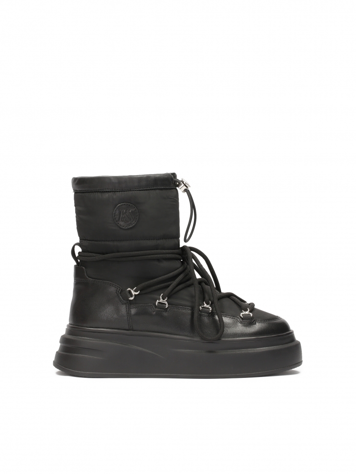 Bottes de neige noires avec fixation sur une semelle épaisse ARGENTA