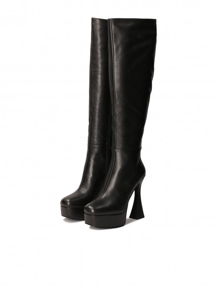 Bottes noires à talons compensés et à plateforme CLEO