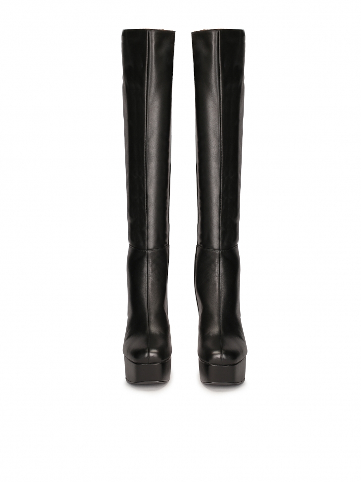 Bottes noires à talons compensés et à plateforme CLEO