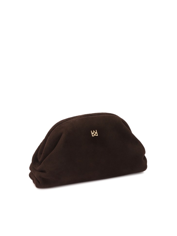 Sac à main en daim marron avec armature métallique GLOW