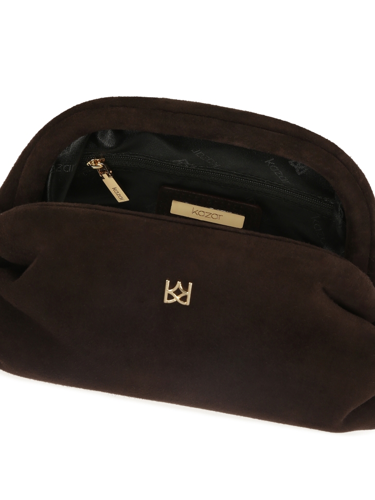 Sac à main en daim marron avec armature métallique GLOW