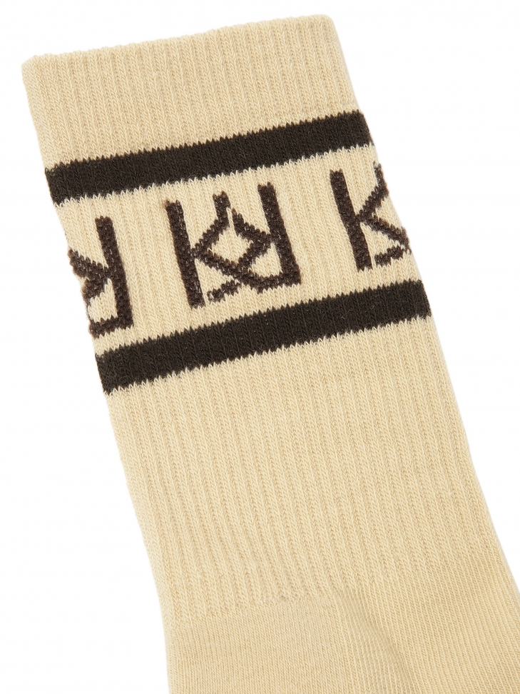 Chaussettes en coton beige avec monogrammes KAZAR GOVE
