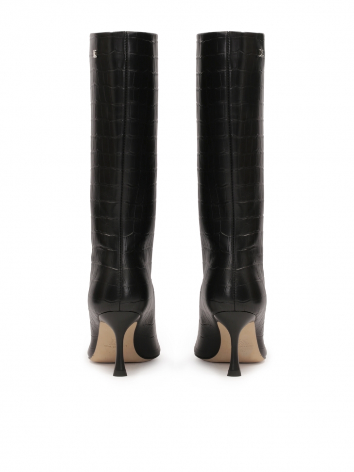 Bottines noires à tige en cuir gaufré  KS SENCE