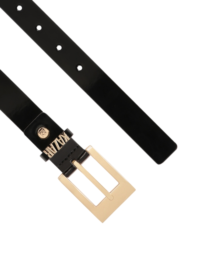 Ceinture étroite vernie avec logo doré SALLE