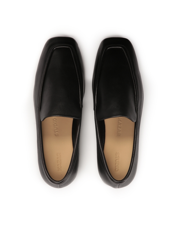 Mocassins noirs minimalistes en cuir pleine fleur CARMEN