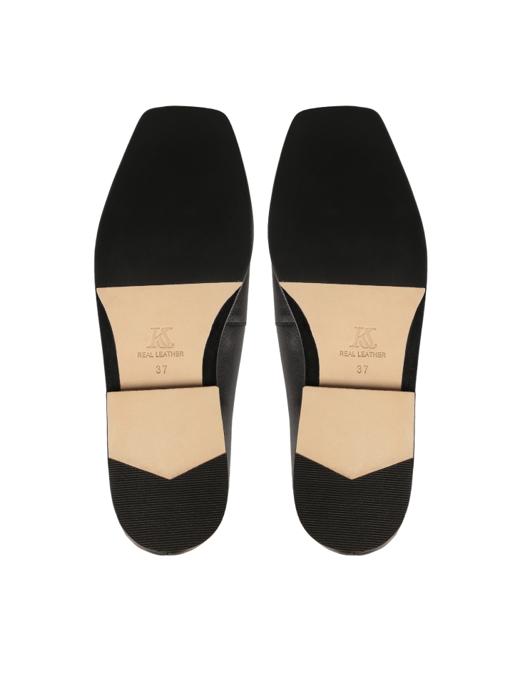 Mocassins noirs minimalistes en cuir pleine fleur CARMEN