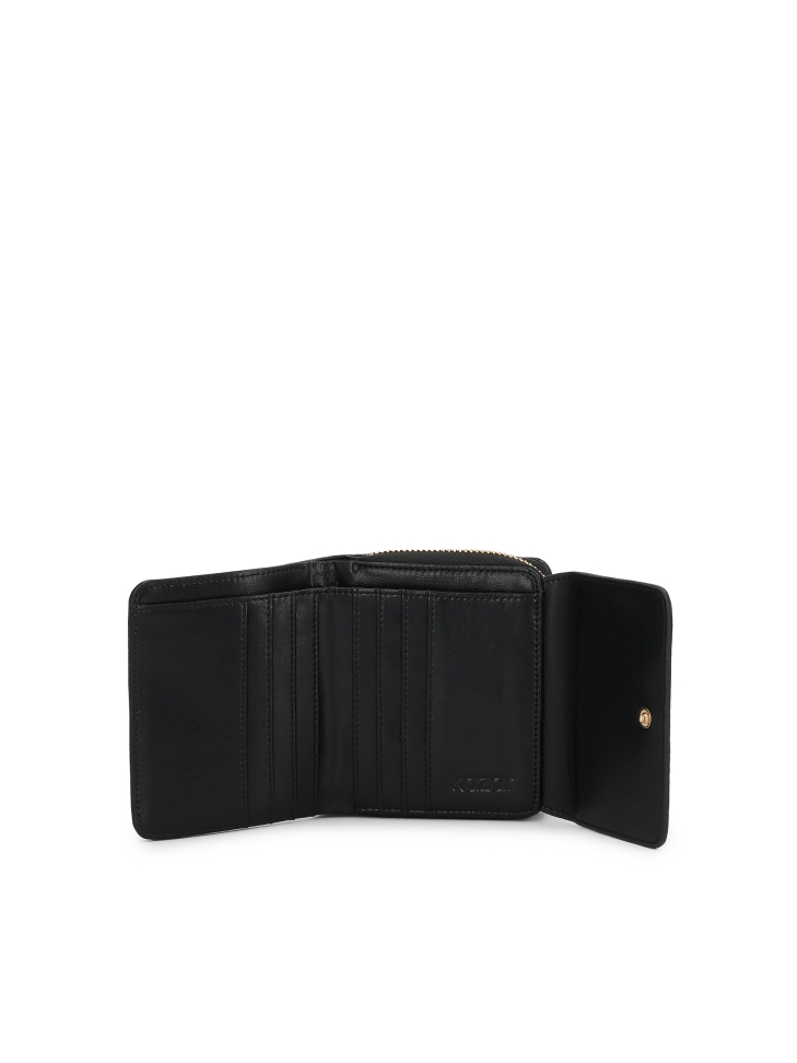 Portefeuille femme en cuir gaufré noir AMALA