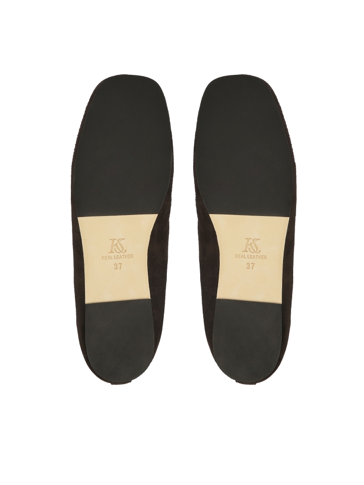 Ballerines en daim marron chocolat avec laçage KS AVRIL