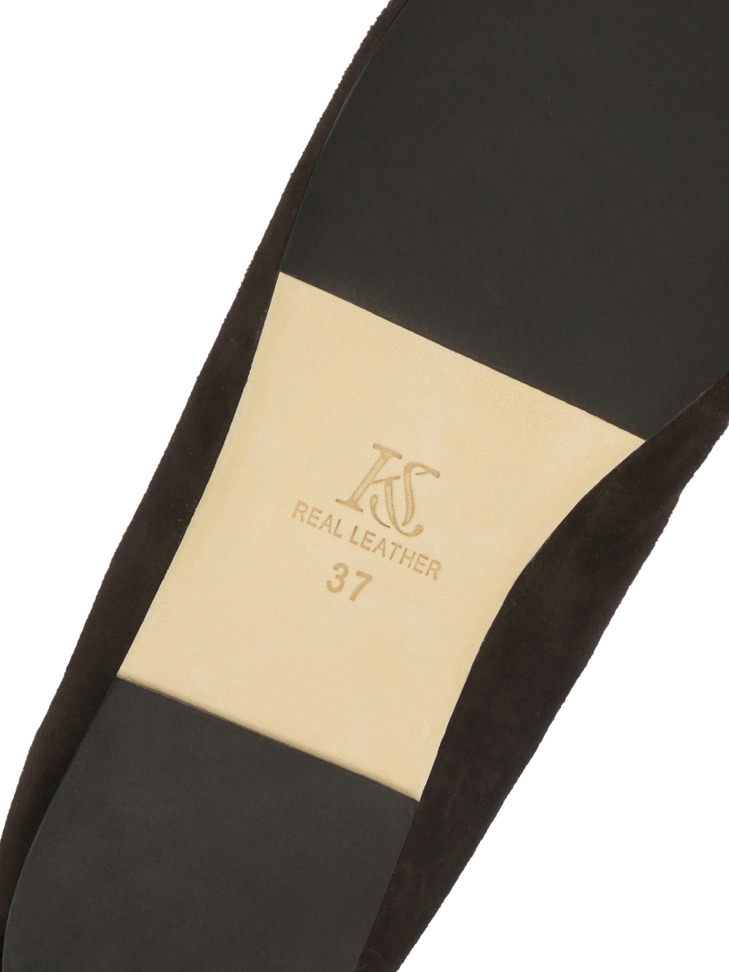 Ballerines en daim marron chocolat avec laçage KS AVRIL