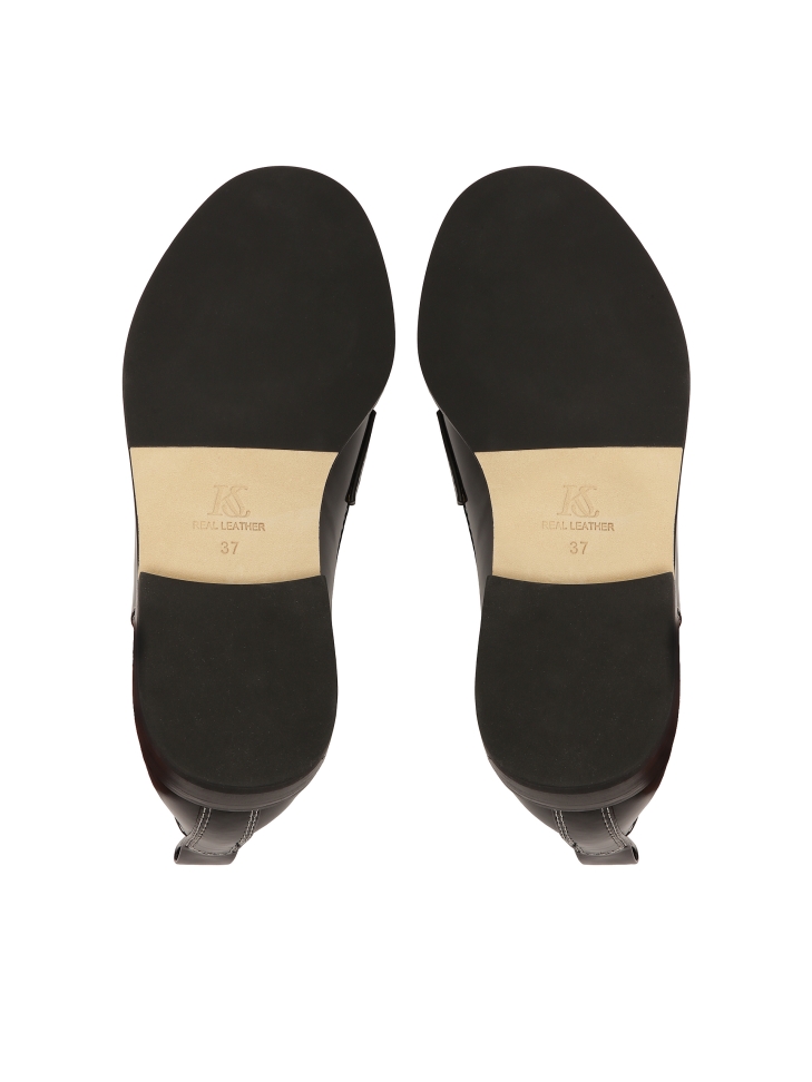 Mocassins noirs à enfiler et à talon plat KS OLZA