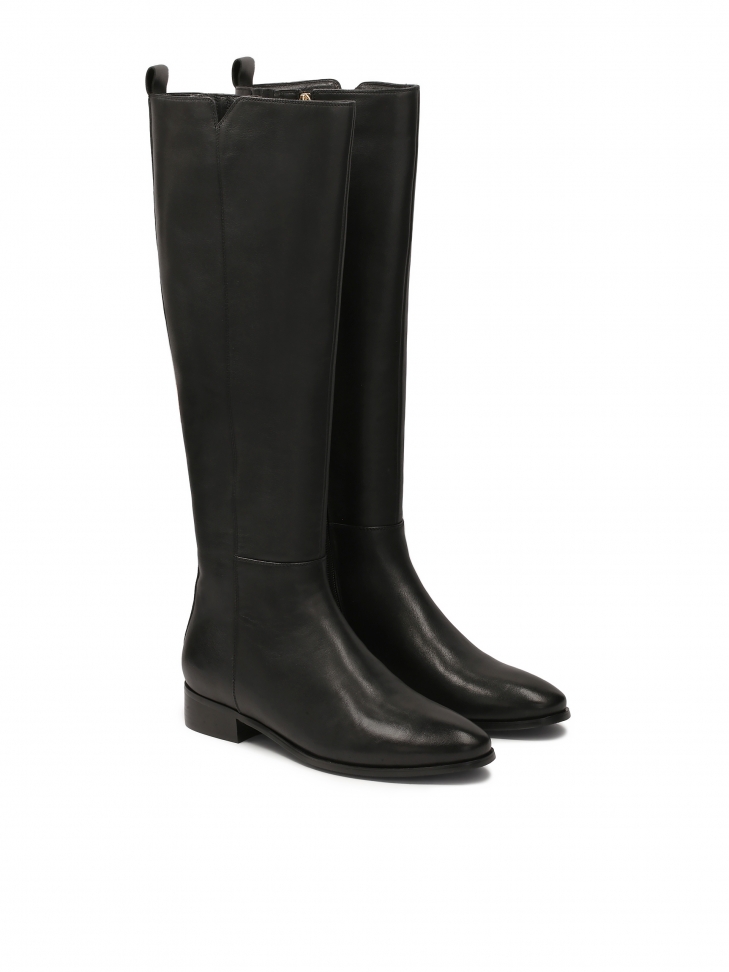 Bottes en cuir noir avec découpe sur la tige TALIA