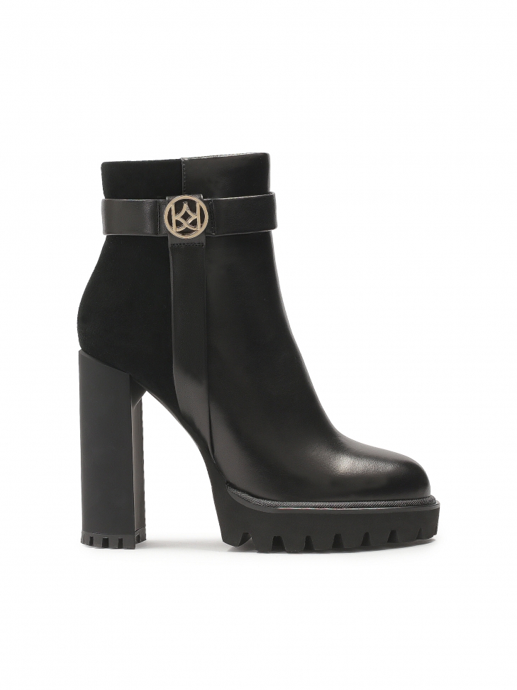 Bottes à talon aiguille en daim et cuir lisse  MORENA