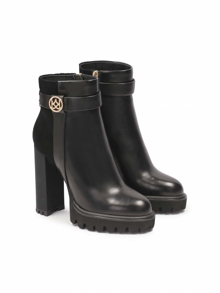 Bottes à talon aiguille en daim et cuir lisse  MORENA