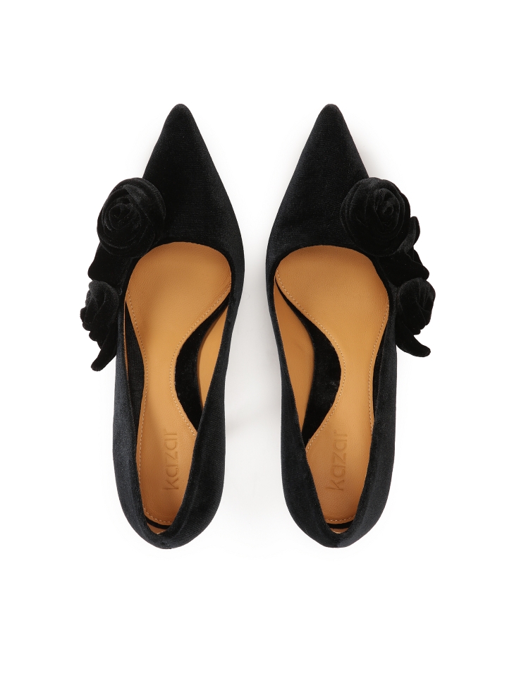 Talons aiguilles de soirée noirs avec fleurs MARISOL