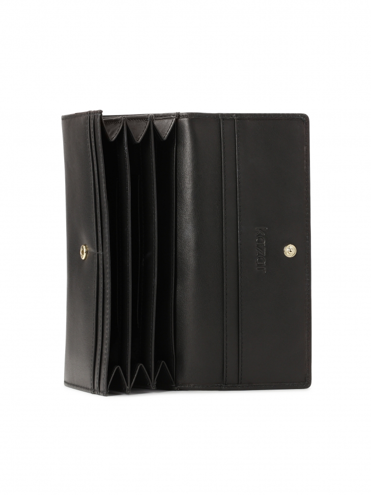 Portefeuille classique en cuir noir FRANCINE