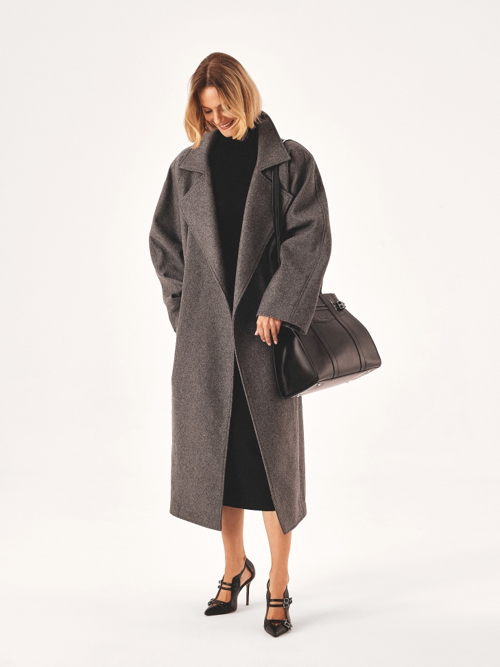 Sac à main noir décoré de sangles à boucle TILMA