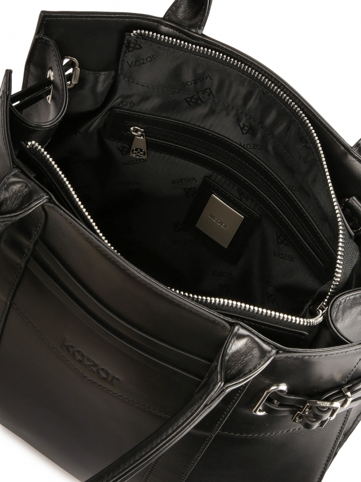 Sac à main noir décoré de sangles à boucle TILMA