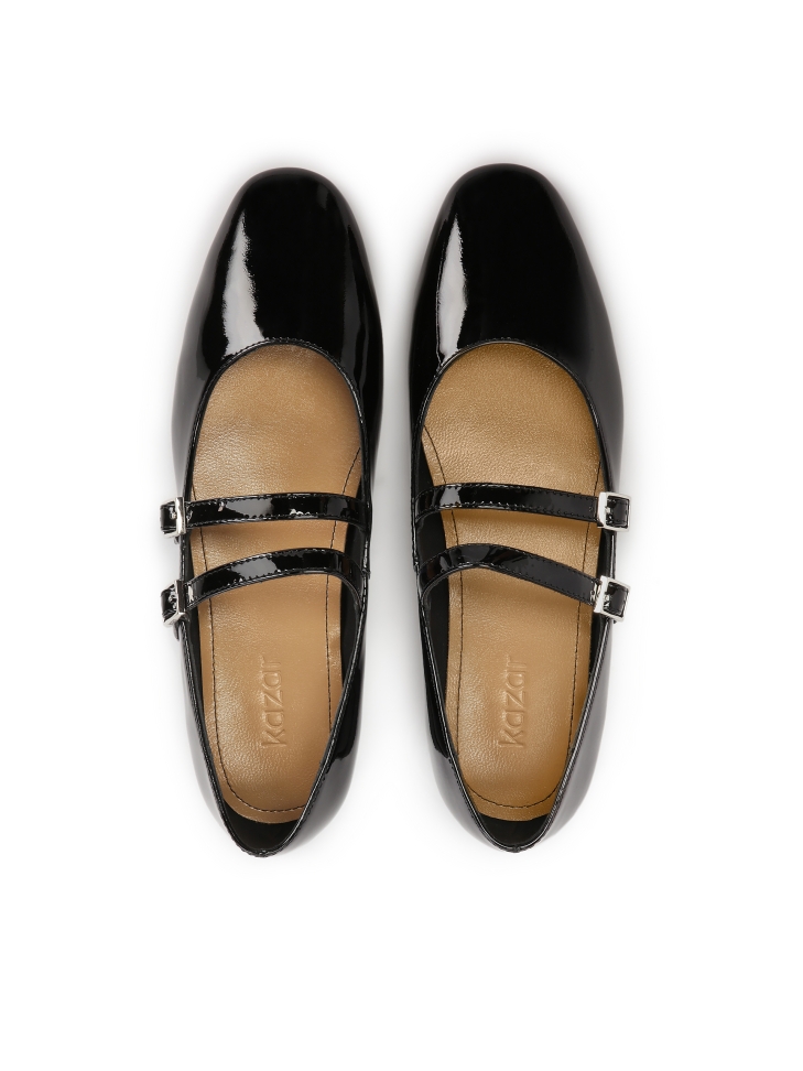 Escarpins plats en cuir verni de Mary Jane BLACK