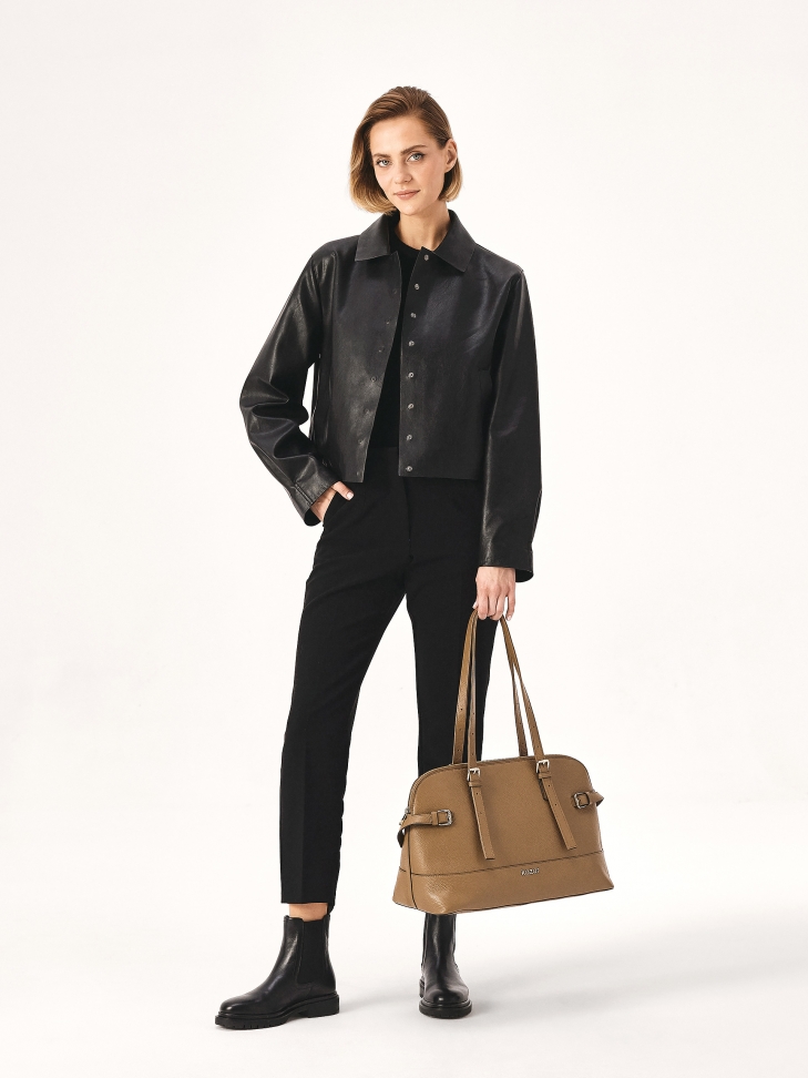 Sac à main marron à fond large MARCELL