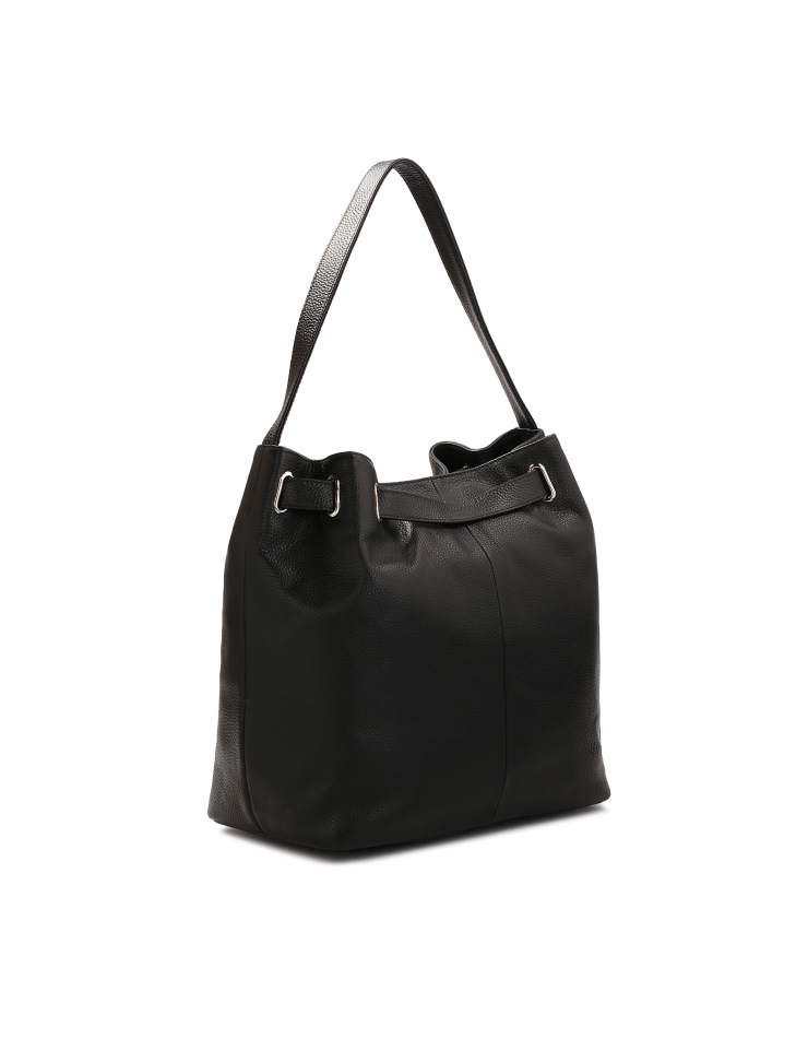 Décoré d'une lanière de sac à main en cuir noir SAFIE