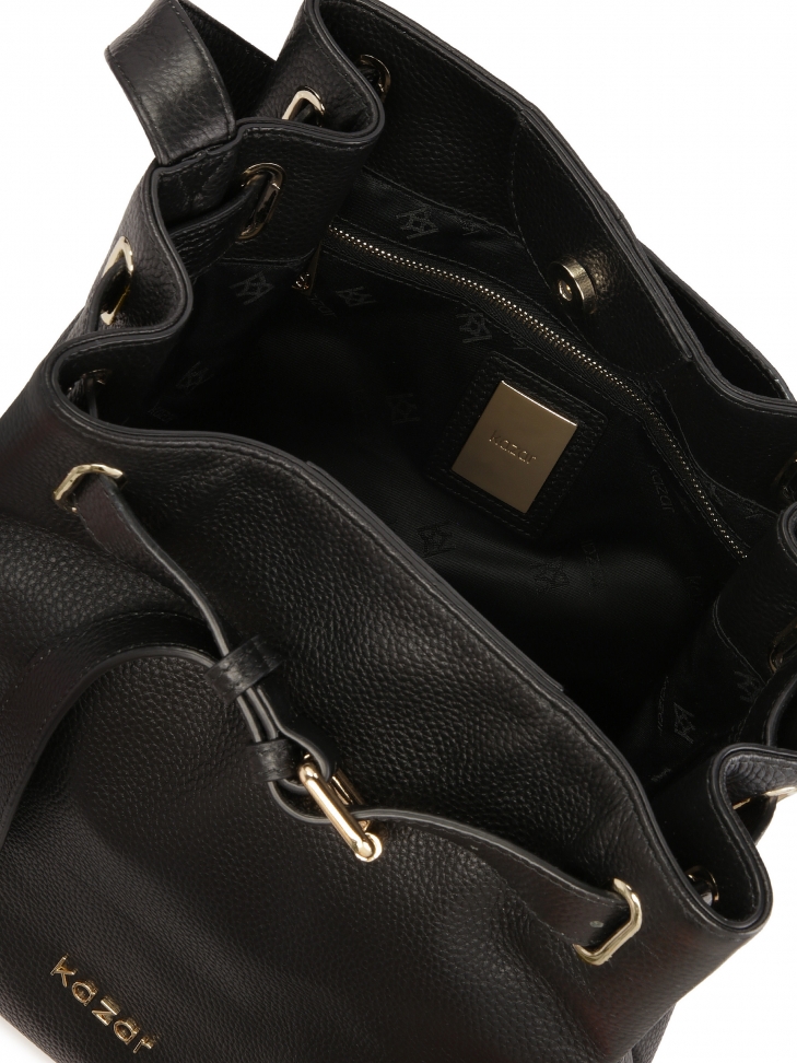 Décoré d'une lanière de sac à main en cuir noir SAFIE