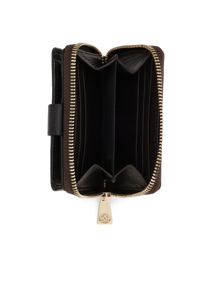 Portefeuille en cuir gaufré façon anguille marron ARIYAH