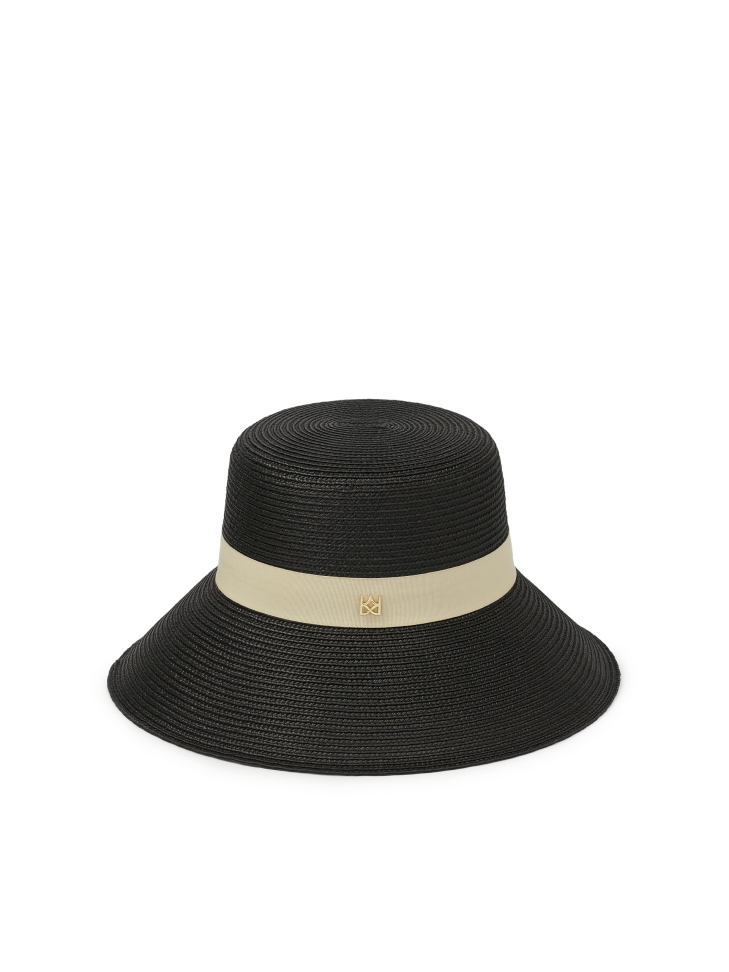 Chapeau noir à bord beige MAKANA
