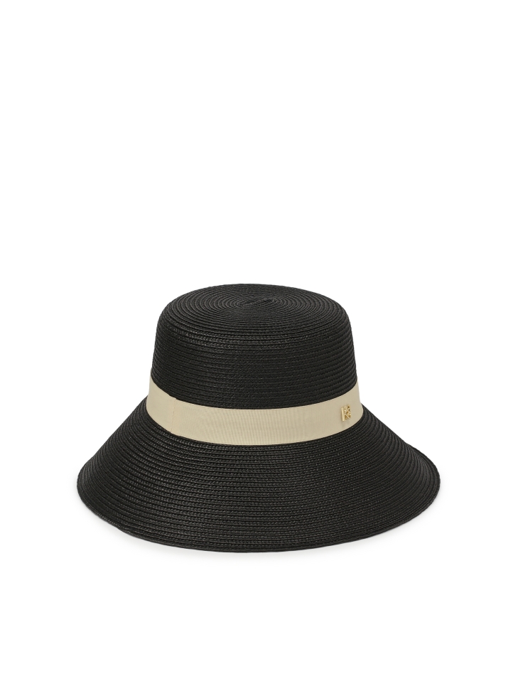 Chapeau noir à bord beige MAKANA