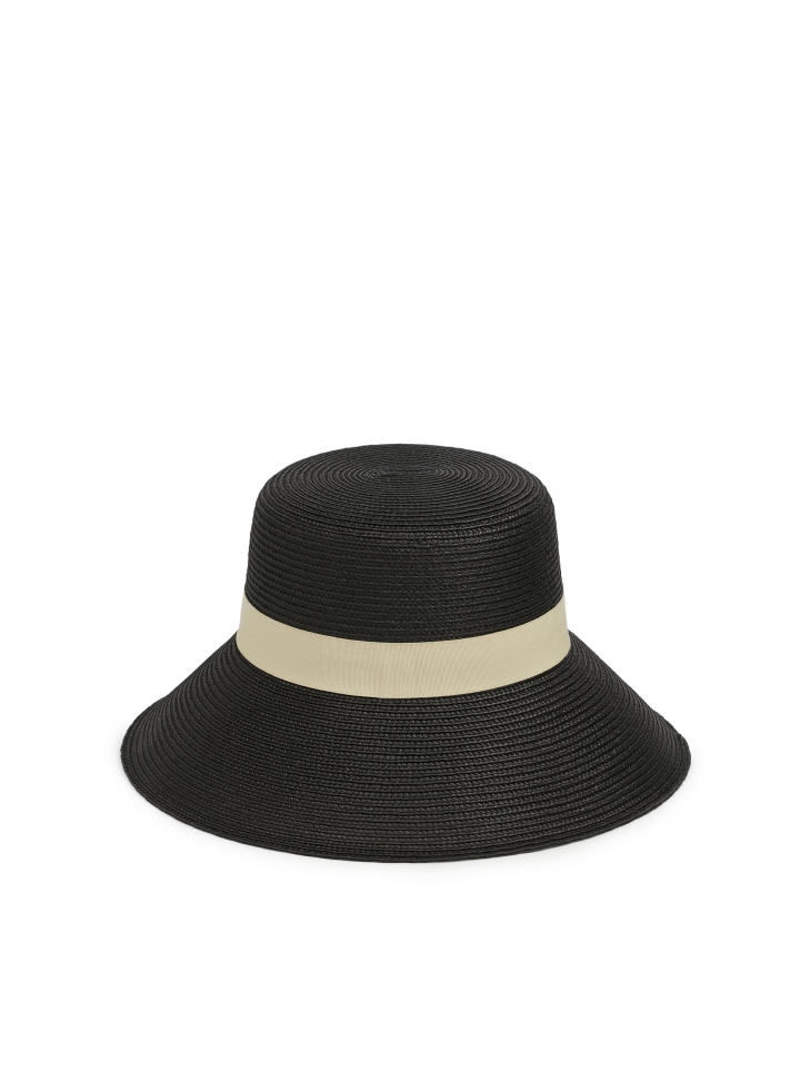 Chapeau noir à bord beige MAKANA