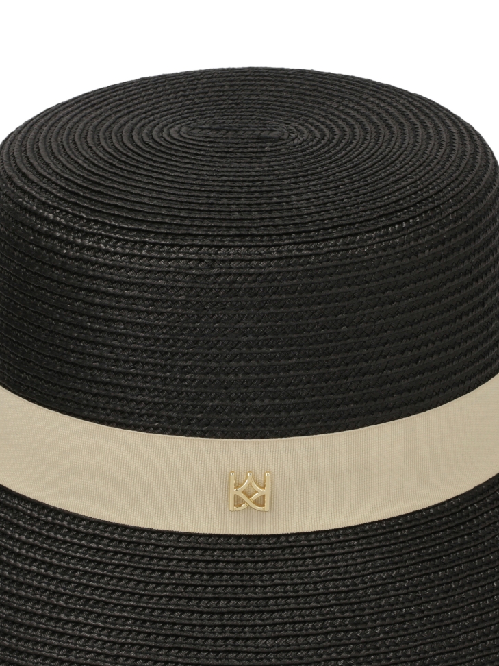 Chapeau noir à bord beige MAKANA