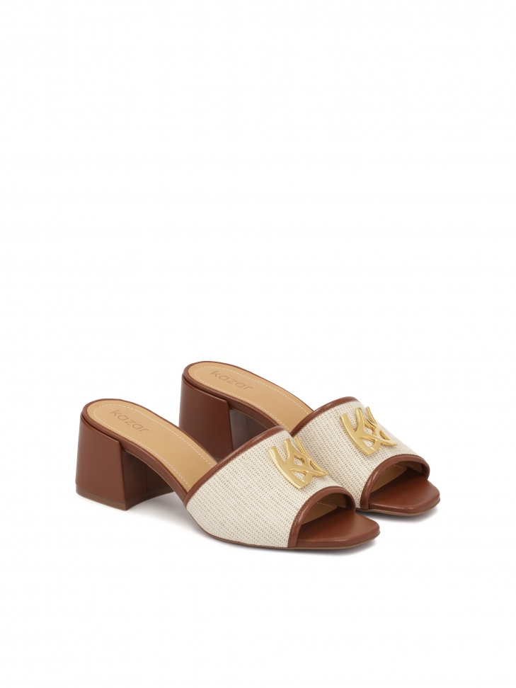 Mules en cuir avec bride en toile SAGE