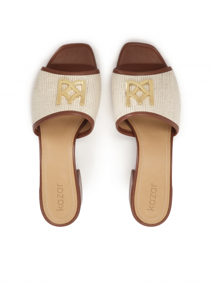 Mules en cuir avec bride en toile SAGE