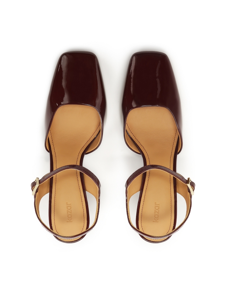 Escarpins semi-ouverts en cuir verni marron DARYA