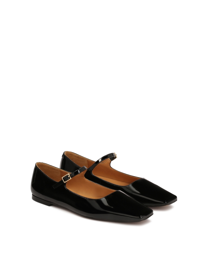 Escarpins plats en cuir verni avec lanière MAIA