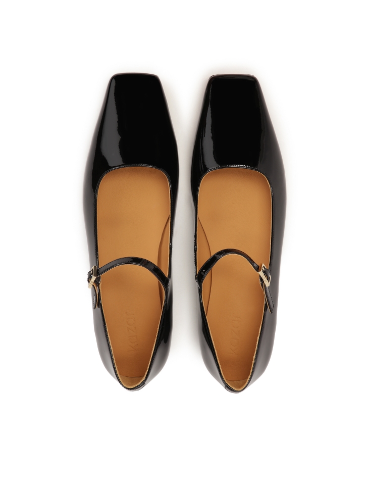 Escarpins plats en cuir verni avec lanière MAIA