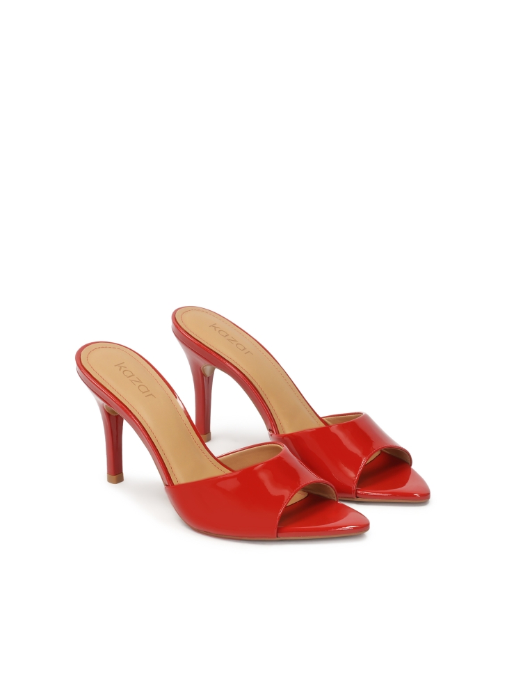 Mules à talons en cuir verni rouge KIMBERLEY