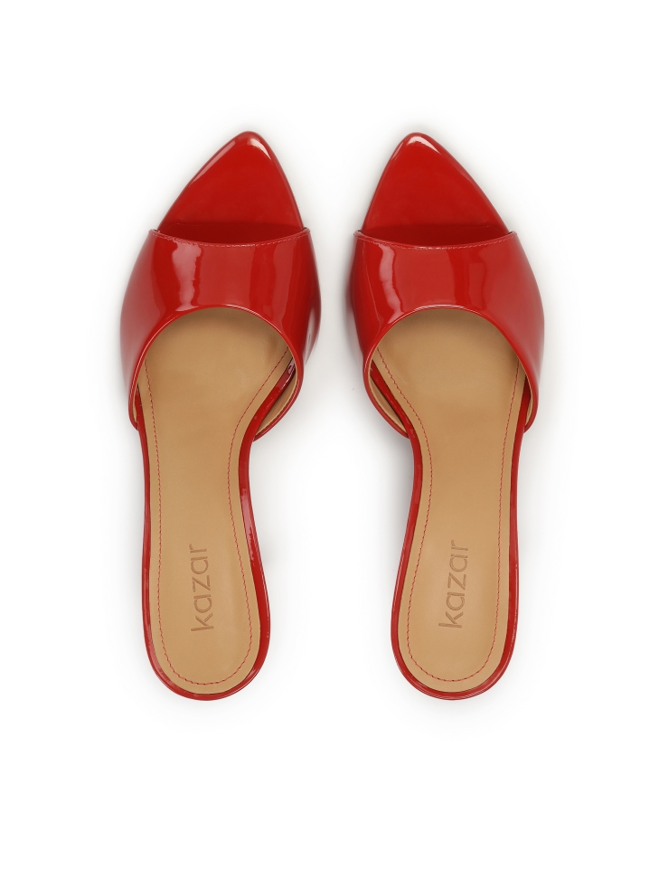 Mules à talons en cuir verni rouge KIMBERLEY