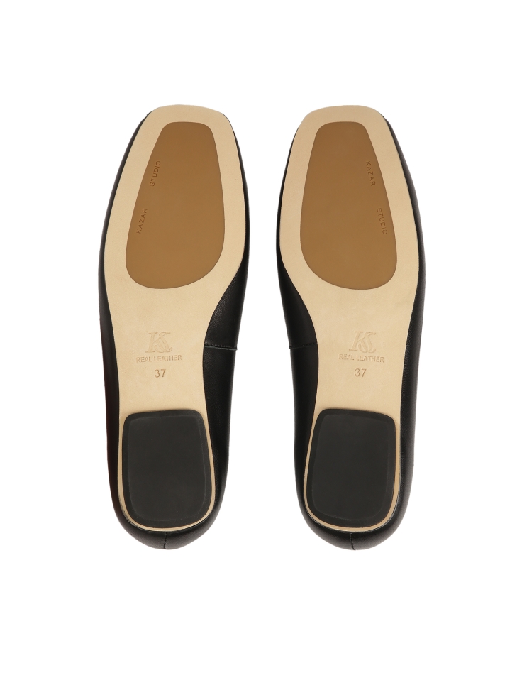 Ballerines en cuir noir avec nez chanfreiné KS GABY