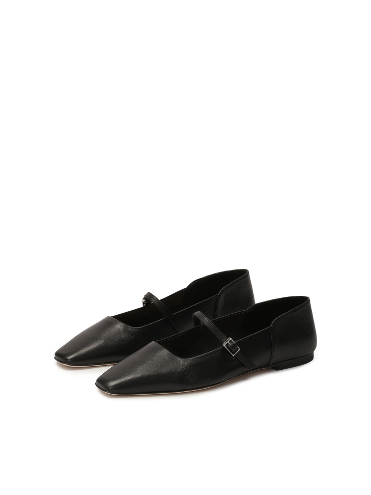 Ballerines en cuir souple noir  KS BEAU